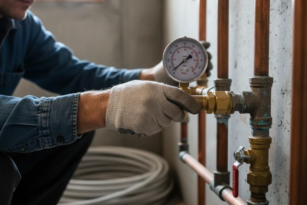 Pressure testing a repaired line during Water Line Repair in North Chelmsford